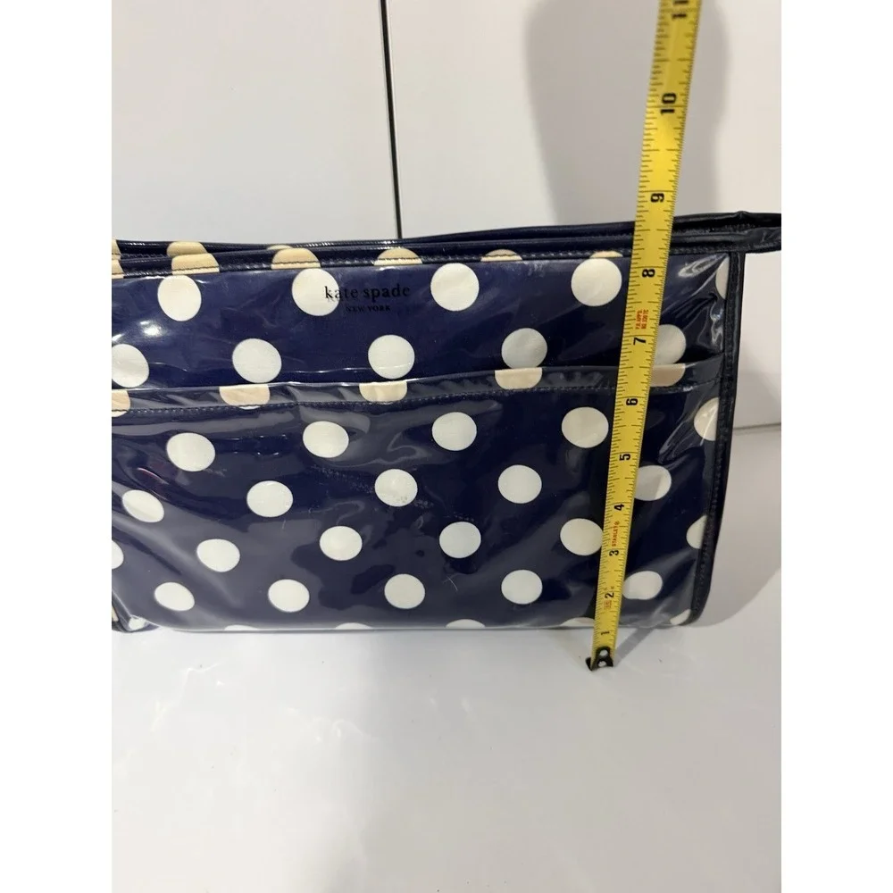 Kate Spade New York Blue Vinyl Cosmetic Bag Polka Dot Large 1